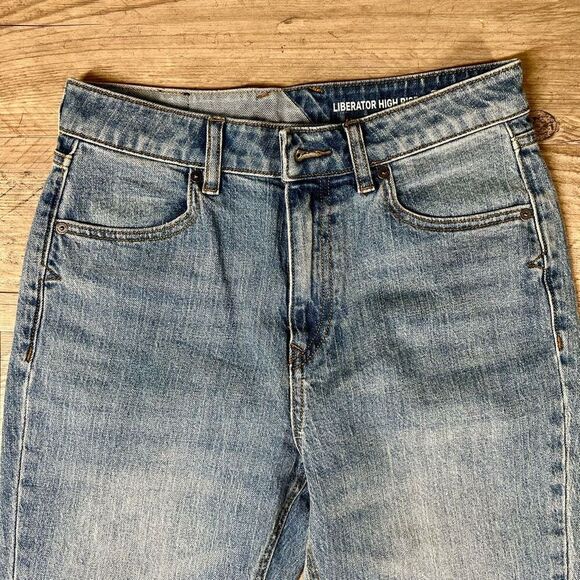 Volcom Womens Blue Liberator High Rise Whiskered Straight Jeans Size 27 - Picture 2 of 11